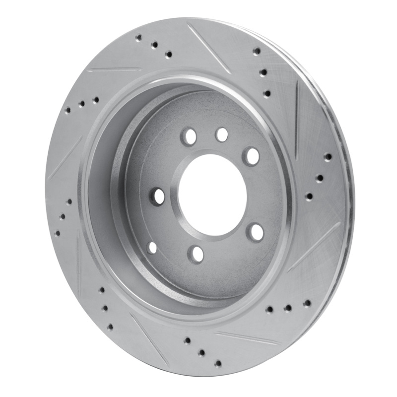 Land Rover LR3 Brake Rotor (1) - Rear Left - R1 Concepts - Drilled & Slotted - Silver - `05-`07